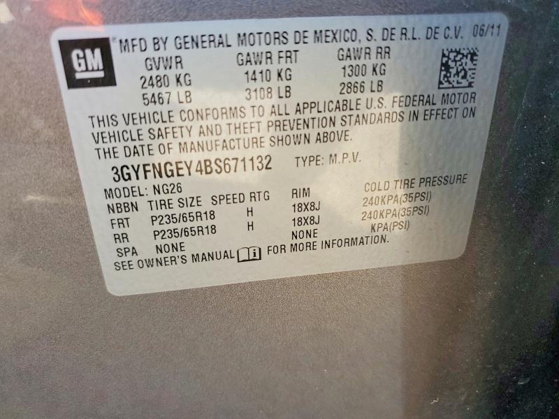 2011 Cadillac Srx მანქანა იყიდება აუქციონზე, vin: 3GYFNGEY4BS671132, აუქციონის ნომერი: 97562345