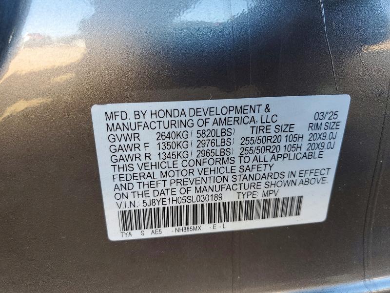 99504885 :رقم المزاد ، 5J8YE1H05SL030189 vin ، 2025 Acura Mdx مزاد بيع