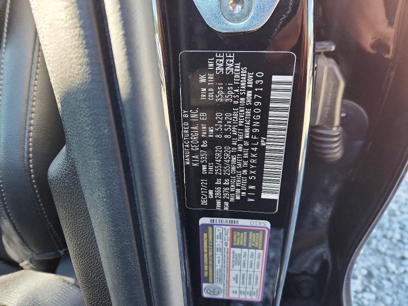 2022 Kia Sorento მანქანა იყიდება აუქციონზე, vin: 5XYRK4LF9NG097130, აუქციონის ნომერი: 98456705