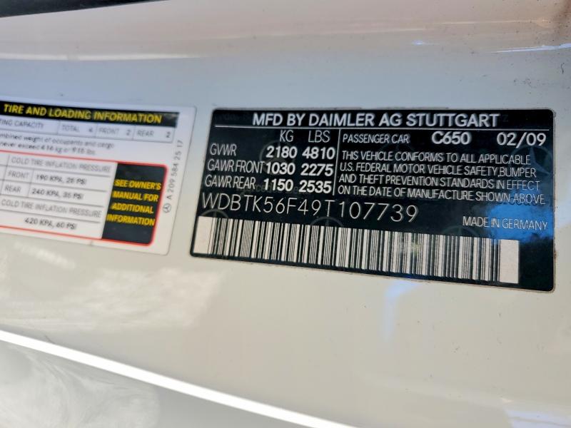 Продаж на аукціоні авто 2009 Mercedes-benz Clk, vin: WDBTK56F49T107739, номер лоту: 72625575