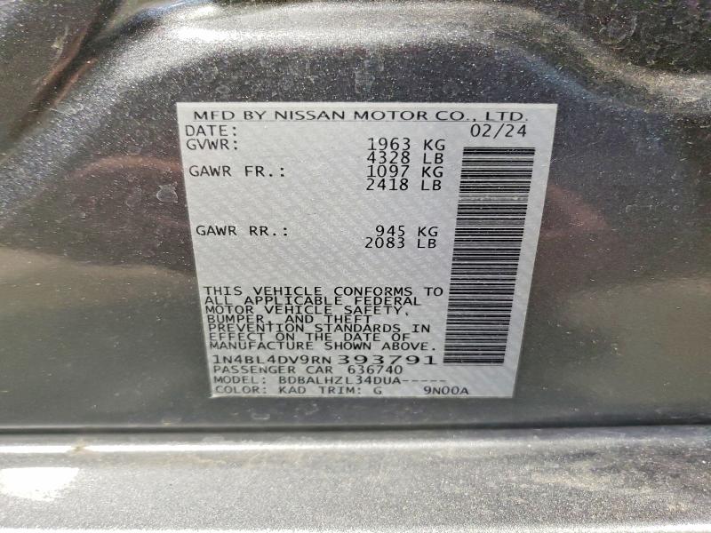 Продажа на аукционе авто 2024 Nissan Altima, vin: 1N4BL4DV9RN393791, номер лота: 73703095