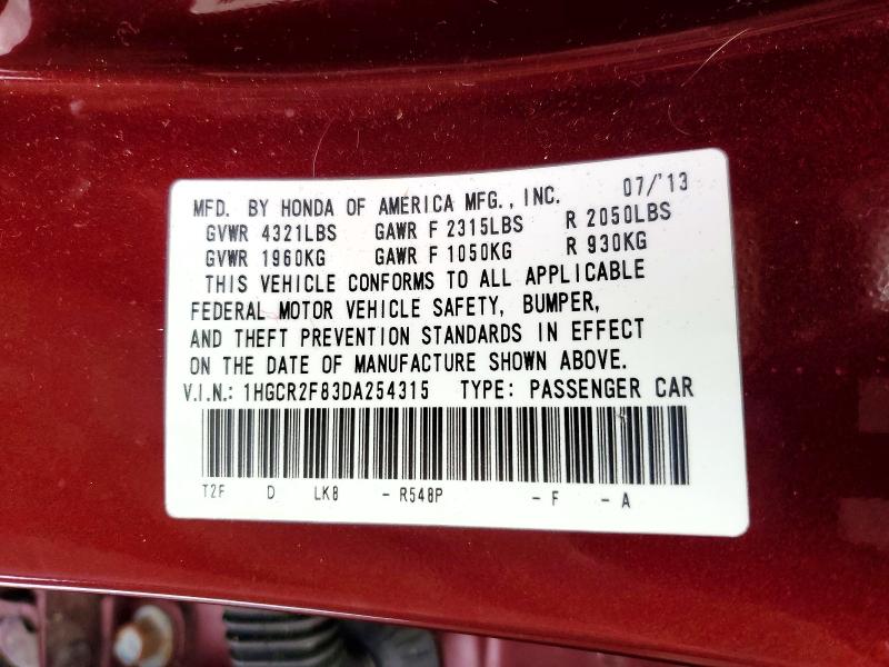 Продаж на аукціоні авто 2013 Honda Accord, vin: 1HGCR2F83DA254315, номер лоту: 99234725