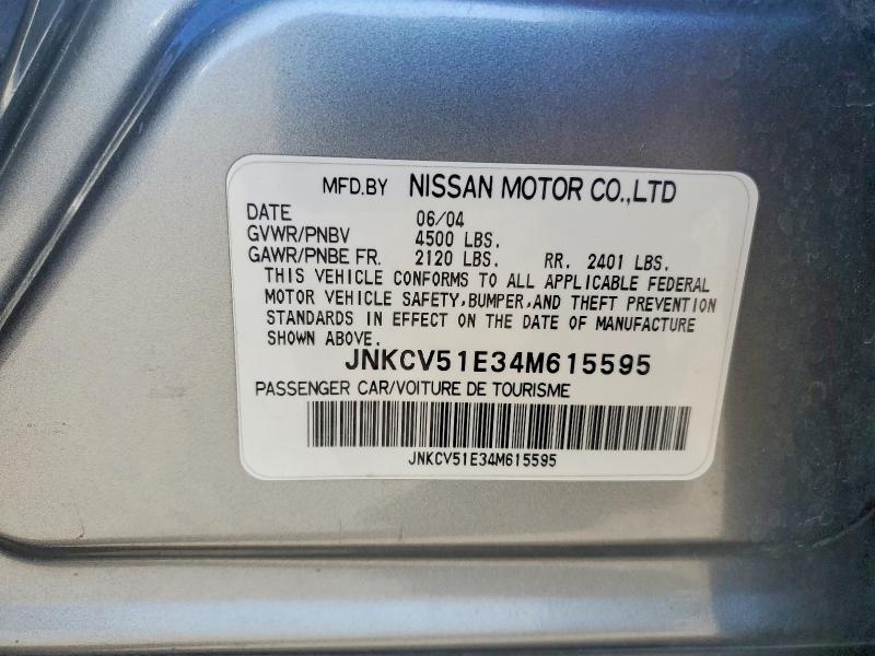 75431205 :رقم المزاد ، JNKCV51E34M615595 vin ، 2004 Infiniti G35 مزاد بيع