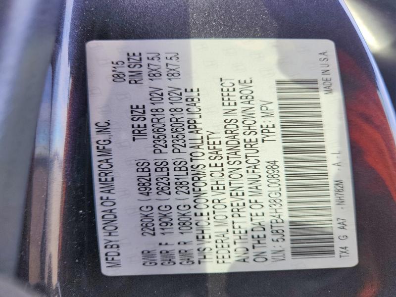 Продажа на аукционе авто 2016 Acura Rdx, vin: 5J8TB4H38GL008984, номер лота: 72382645