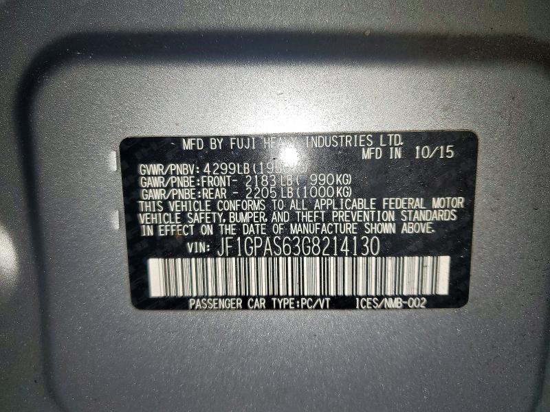 Продаж на аукціоні авто 2016 Subaru Impreza, vin: JF1GPAS63G8214130, номер лоту: 99281505