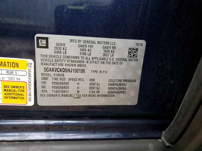 Aukcja sprzedaży 2017 Buick Enclave, vin: 5GAKVCKD5HJ190106, numer aukcji: 98499275