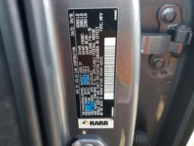 75304825 :رقم المزاد ، YV4A22PK8J1391165 vin ، 2018 Volvo Xc90 مزاد بيع