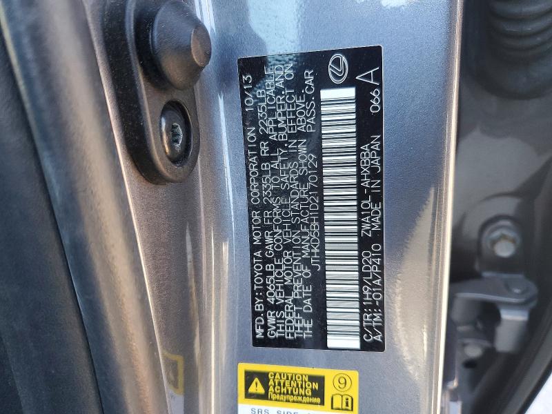 72911035 :رقم المزاد ، JTHKD5BH1D2170129 vin ، 2013 Lexus Ct 200 مزاد بيع