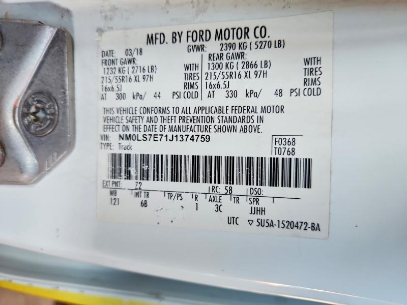 Aukcja sprzedaży 2018 Ford Transit Connect, vin: NM0LS7E71J1374759, numer aukcji: 41674586