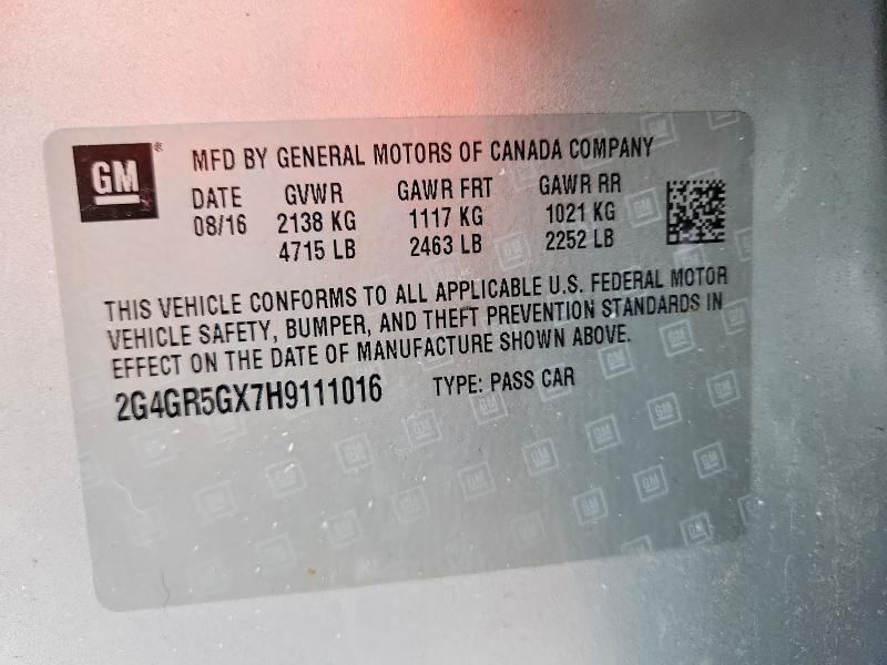 Продаж на аукціоні авто 2017 Buick Regal, vin: 2G4GR5GX7H9111016, номер лоту: 74803685