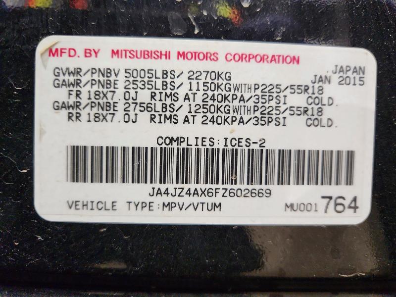 Продажа на аукционе авто 2015 Mitsubishi Outlander, vin: JA4JZ4AX6FZ602669, номер лота: 98879595