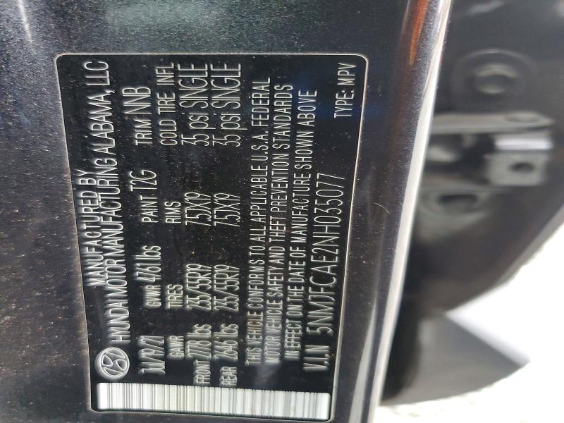 Aukcja sprzedaży 2022 Hyundai Tucson, vin: 5NMJFCAE2NH035077, numer aukcji: 74406195