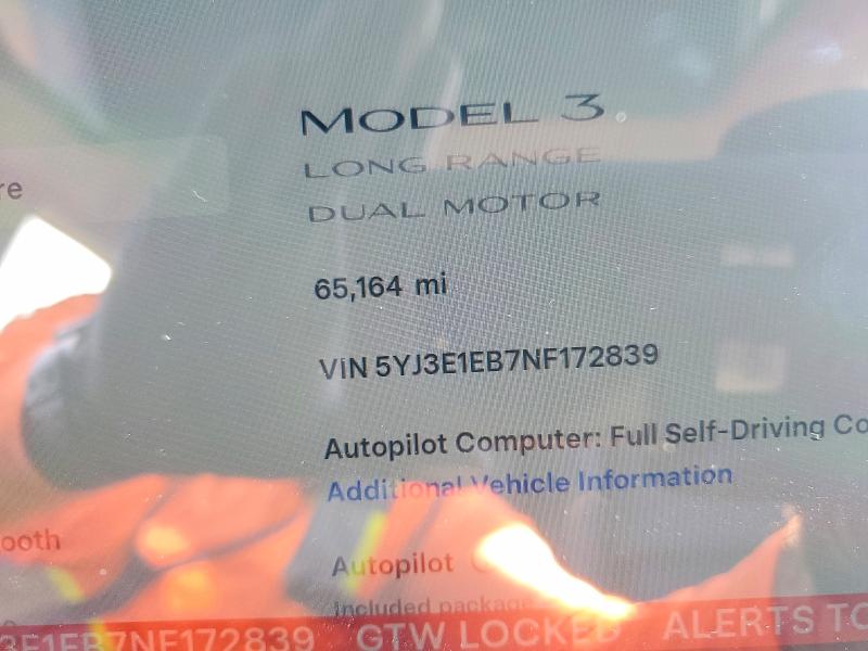 Продажа на аукционе авто 2022 Tesla Model 3, vin: 5YJ3E1EB7NF172839, номер лота: 74002575