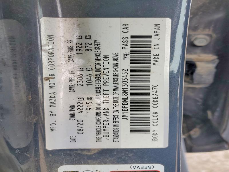 Aukcja sprzedaży 2021 Mazda 3, vin: JM1BPBML8M1303452, numer aukcji: 74710215