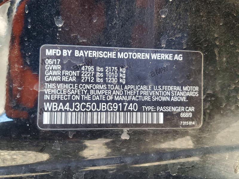 98425955 :رقم المزاد ، WBA4J3C50JBG91740 vin ، 2018 Bmw 430xi مزاد بيع