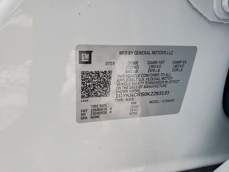 2019 Cadillac Xt5 მანქანა იყიდება აუქციონზე, vin: 1GYKNCRS0KZ293133, აუქციონის ნომერი: 73252065
