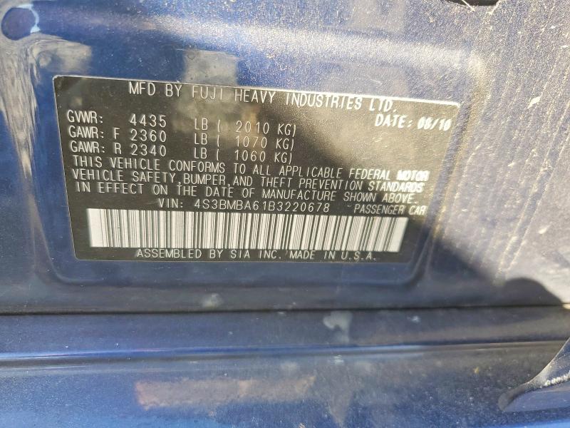 Aukcja sprzedaży 2011 Subaru Legacy, vin: 4S3BMBA61B3220678, numer aukcji: 98222815