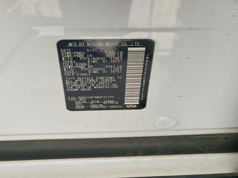 Aukcja sprzedaży 2021 Infiniti Qx80, vin: JN8AZ2AF6M9721230, numer aukcji: 74214525