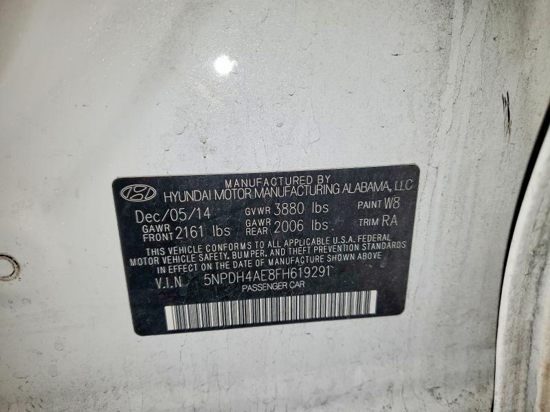 2015 Hyundai Elantra მანქანა იყიდება აუქციონზე, vin: 5NPDH4AE8FH619291, აუქციონის ნომერი: 98952565