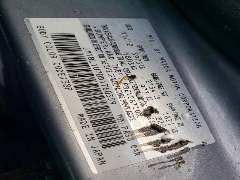 74024655 :رقم المزاد ، JM1BL1U70D1760359 vin ، 2013 Mazda 3 مزاد بيع
