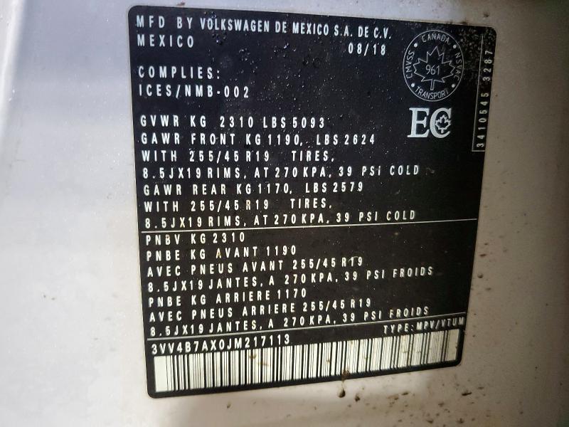 Продаж на аукціоні авто 2018 Volkswagen Tiguan, vin: 3VV4B7AX0JM217113, номер лоту: 98553455