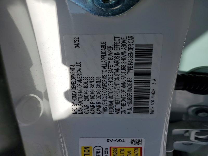 74609725 :رقم المزاد ، 19UUB5F51NA003455 vin ، 2022 Acura Tlx مزاد بيع