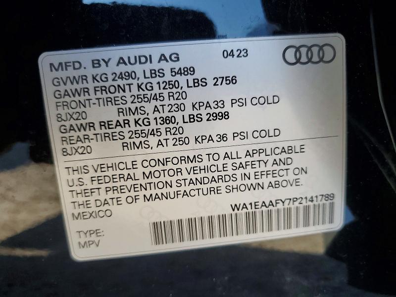 Aukcja sprzedaży 2023 Audi Q5, vin: WA1EAAFY7P2141789, numer aukcji: 98179795