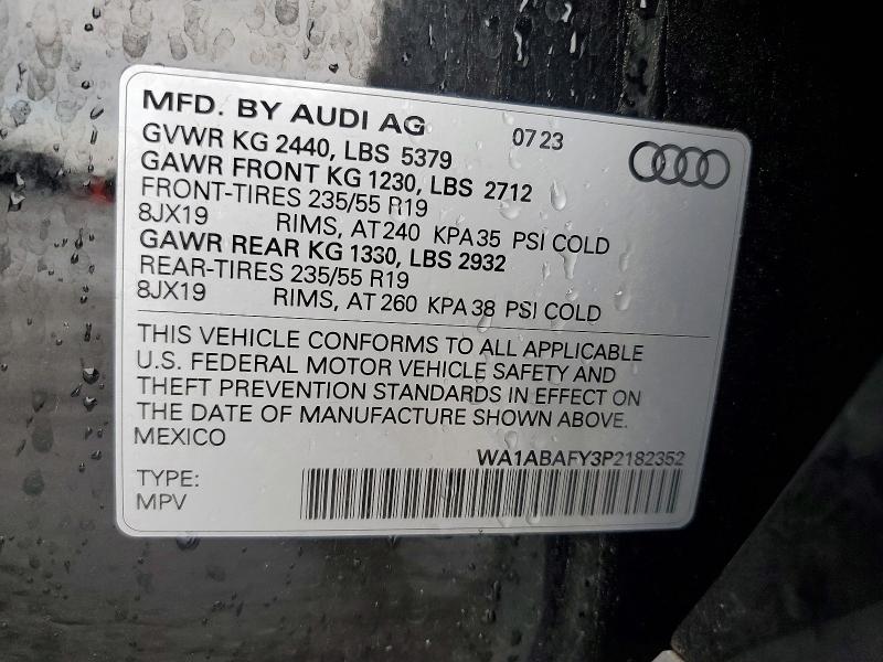 72109965 :رقم المزاد ، WA1ABAFY3P2182352 vin ، 2023 Audi Q5 مزاد بيع