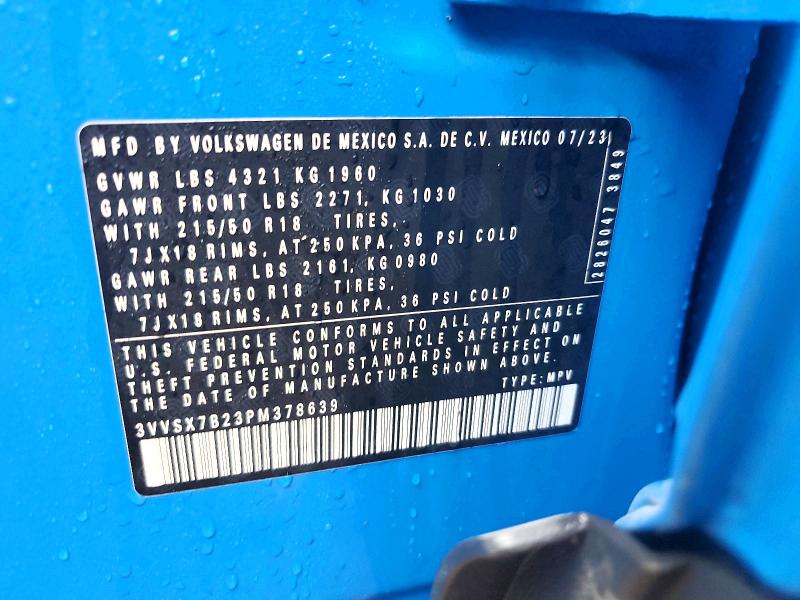 Aukcja sprzedaży 2023 Volkswagen Taos Se, vin: 3VVSX7B23PM378639, numer aukcji: 74566235
