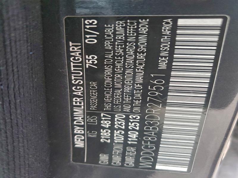 98000655 :رقم المزاد ، WDDGF8AB3DR279561 vin ، 2013 Mercedes-benz C 300 4mat مزاد بيع