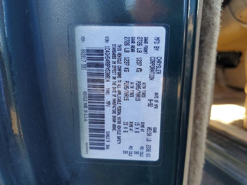 73525125 :رقم المزاد ، 1C4GH54R8PX530814 vin ، 1993 Chrysler Town & Country مزاد بيع