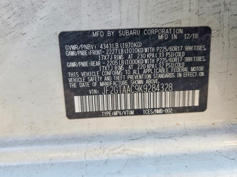 Aukcja sprzedaży 2019 Subaru Crosstrek, vin: JF2GTAAC9K9284328, numer aukcji: 73678375