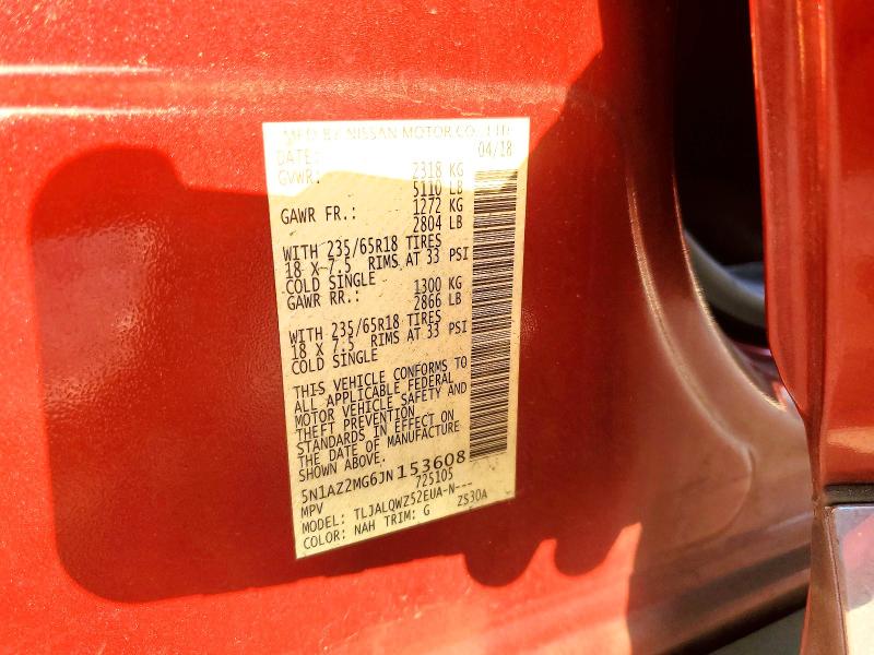 Aukcja sprzedaży 2018 Nissan Murano, vin: 5N1AZ2MG6JN153608, numer aukcji: 97575395