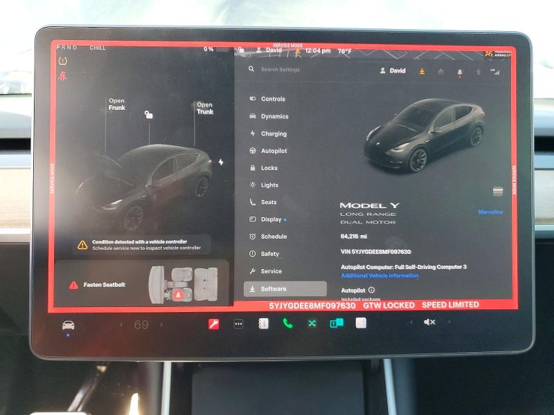2021 Tesla Model Y მანქანა იყიდება აუქციონზე, vin: 5YJYGDEE8MF097630, აუქციონის ნომერი: 73902305