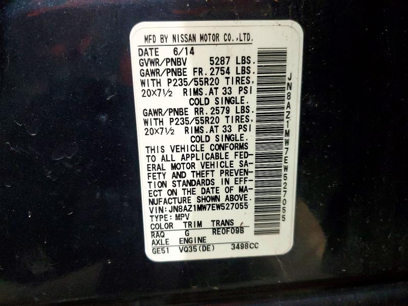 Aukcja sprzedaży 2014 Nissan Murano S, vin: JN8AZ1MW7EW527055, numer aukcji: 73153675