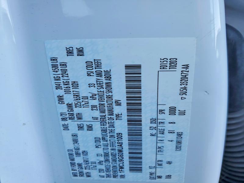 Продажа на аукционе авто 2021 Ford Escape, vin: 1FMCU9G60MUA81009, номер лота: 75202565