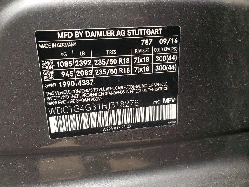 Продаж на аукціоні авто 2017 Mercedes-benz Gla, vin: WDCTG4GB1HJ318278, номер лоту: 72725205