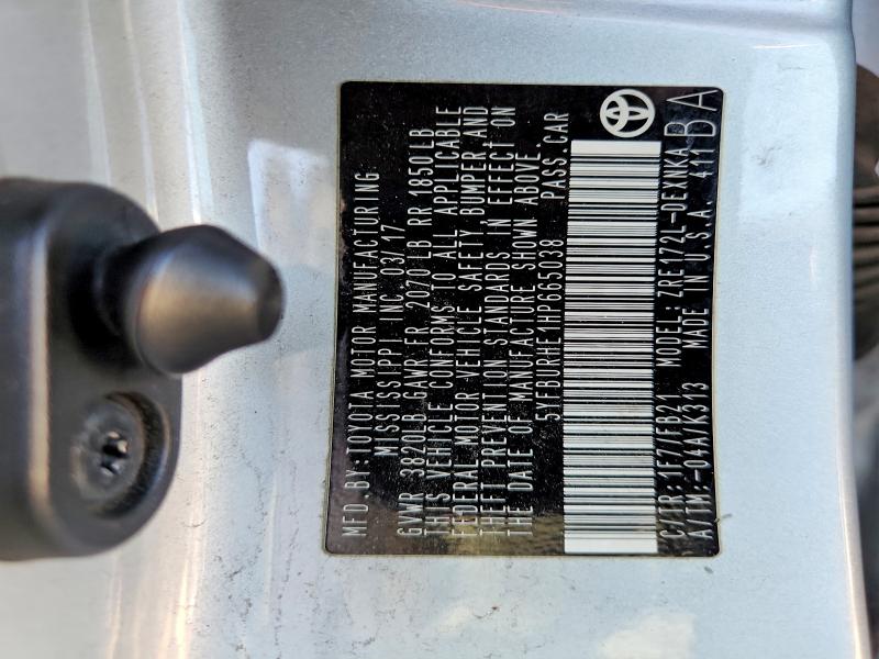 73113335 :رقم المزاد ، 5YFBURHE1HP665038 vin ، 2017 Toyota Corolla مزاد بيع