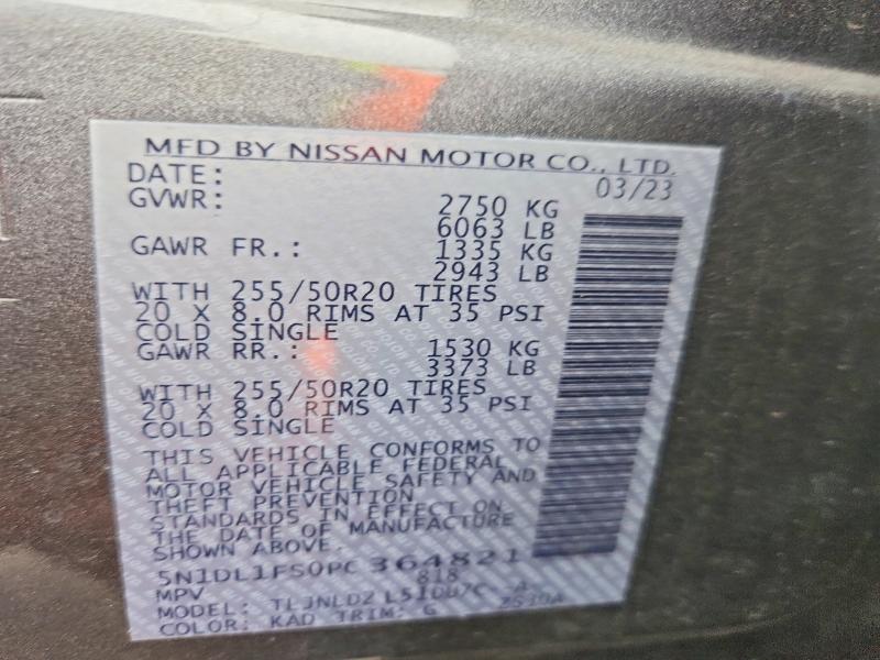 Aukcja sprzedaży 2023 Infiniti Qx60, vin: 5N1DL1FS0PC364821, numer aukcji: 74432765