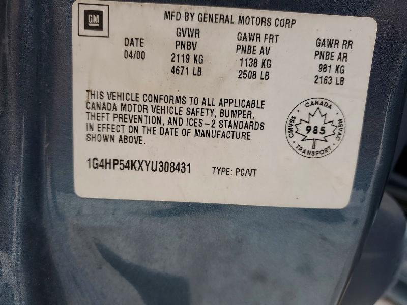 Auction sale of the 2000 Buick Lesabre, vin: 1G4HP54KXYU308431, lot number: 97793405