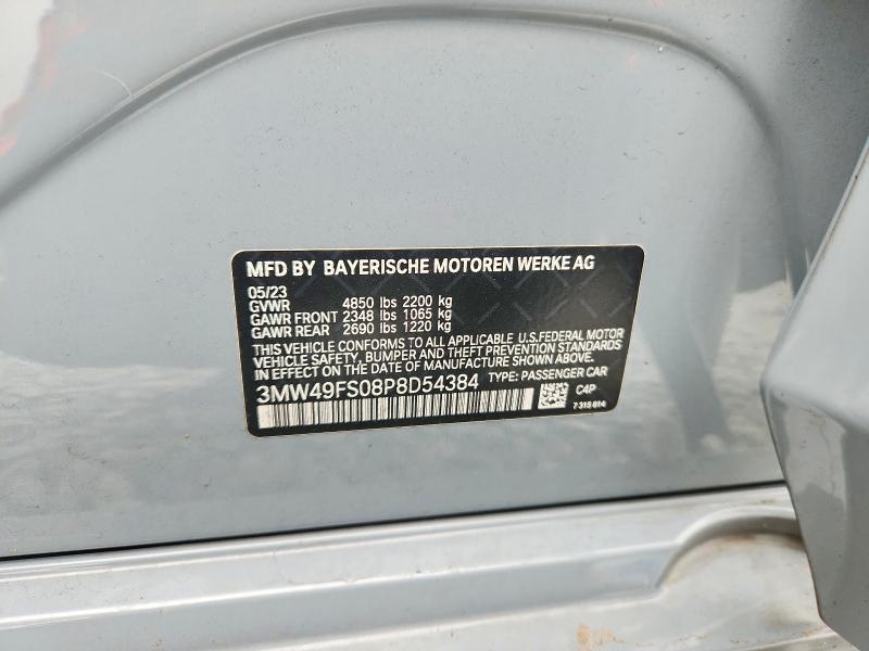 99650005 :رقم المزاد ، 3MW49FS08P8D54384 vin ، 2023 Bmw M340i مزاد بيع