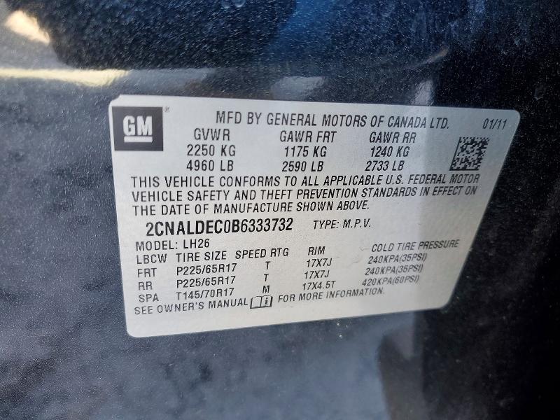 Aukcja sprzedaży 2011 Chevrolet Equinox, vin: 2CNALDEC0B6333732, numer aukcji: 99055035