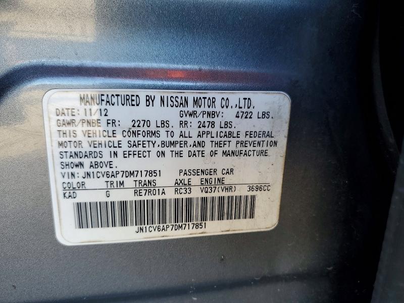 Aukcja sprzedaży 2013 Infiniti G37, vin: JN1CV6AP7DM717851, numer aukcji: 99039425