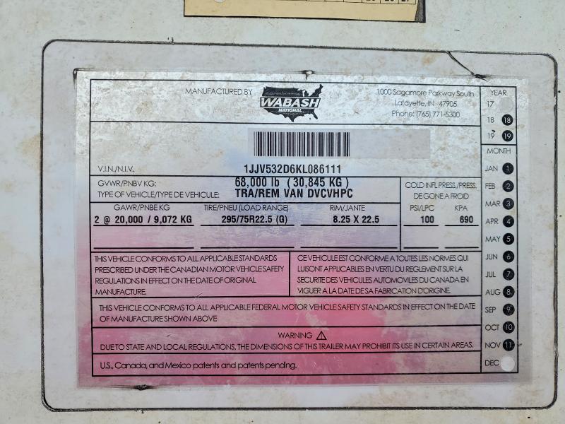 Продажа на аукционе авто 2019 Waba Unknown, vin: 1JJV532D6KL086111, номер лота: 97963635
