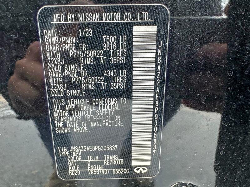 Aukcja sprzedaży 2023 Infiniti Qx80 Luxe, vin: JN8AZ2AE8P9305837, numer aukcji: 99454775