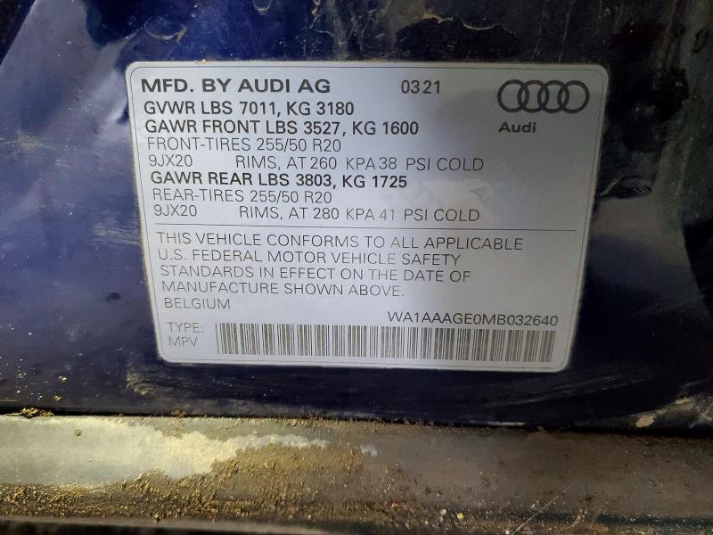 Продажа на аукционе авто 2021 Audi E-tron, vin: WA1AAAGE0MB032640, номер лота: 72249025