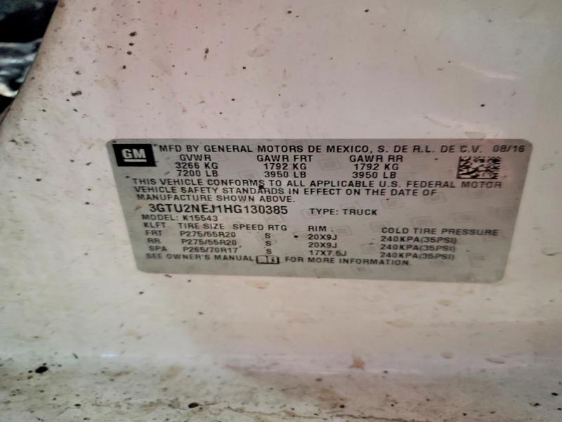 Продаж на аукціоні авто 2017 Gmc Sierra, vin: 3GTU2NEJ1HG130385, номер лоту: 74653635