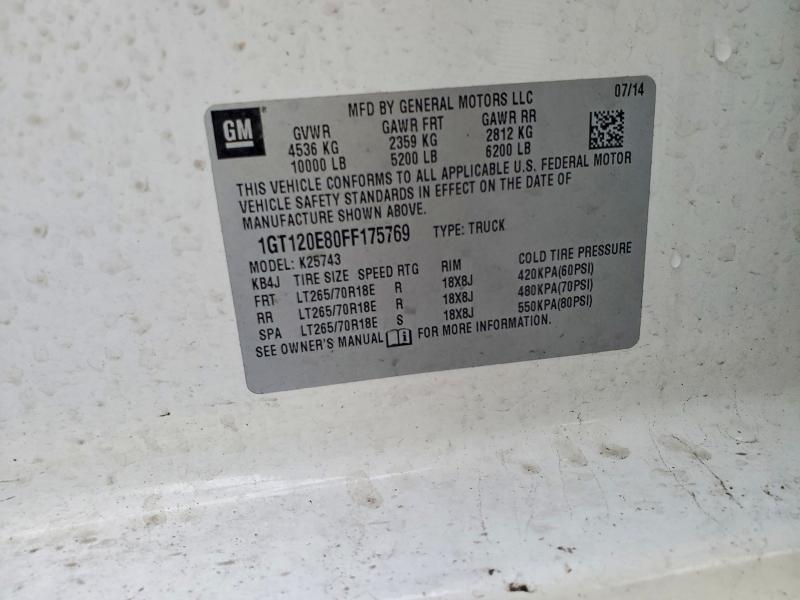72567295 :رقم المزاد ، 1GT120E80FF175769 vin ، 2015 Gmc Sierra K25 مزاد بيع