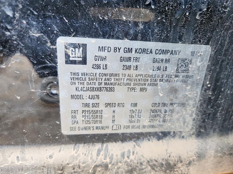 74026945 :رقم المزاد ، KL4CJASBXKB776393 vin ، 2019 Buick Encore مزاد بيع