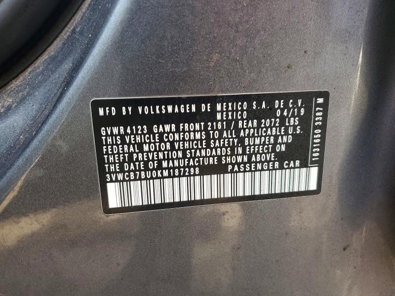 Продажа на аукционе авто 2019 Volkswagen Jetta, vin: 3VWCB7BU0KM187298, номер лота: 99596675